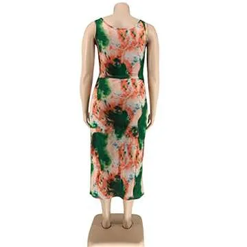 MRSFITOK Plus Size Tie Dye 2 Piece Summer Outfit Set