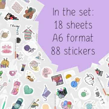 100Pcs Crochet Stickers and Knitting Stickers for Water Bottle and Laptop - Waterproof Vinyl Yarn De...