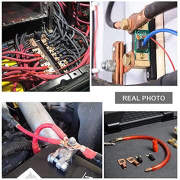 10pcs 6 AWG-3/8" Ring Copper Battery Lugs Wire Lugs,Heavy Duty Battery Cable Ends,AWG Crimp Wire Ring Lugs,Terminal Connectors with 3:1 Heat Shrink Tubing.