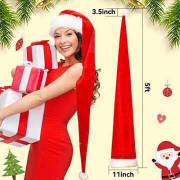 iMucci Long Santa Hat - 5ft Christmas Headwear Decoration