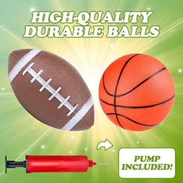 Hymaz 4 Pack Toddler Sports Balls with Pump for Active Play