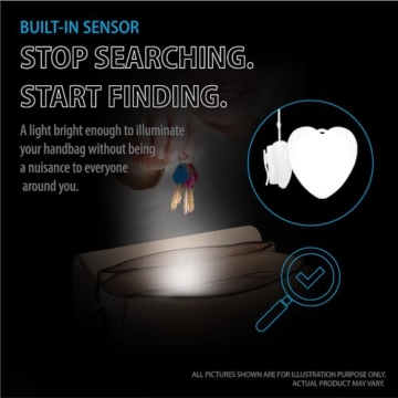 Deke Home - Heart Form Purse Light, Handbag Light, Purse Motion Sensor Light, Automatic On/Off Motion Night Light, Backpack Light, Purse Organizer, Purse Accessories.