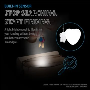 Deke Home - Heart Form Purse Light, Handbag Light, Purse Motion Sensor Light, Automatic On/Off Motion Night Light, Backpack Light, Purse Organizer, Purse Accessories.