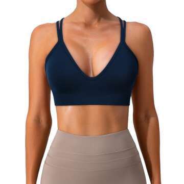 sicoozoe Strappy Sports Bras for Women V-Neck Womens Sports Bras Padded Low Support Sports Bra Criss...