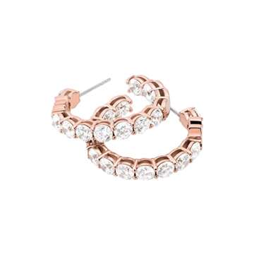 Michael Kors Brass and Cubic Zirconia Hoop Earrings - Stunning Rose Gold Design