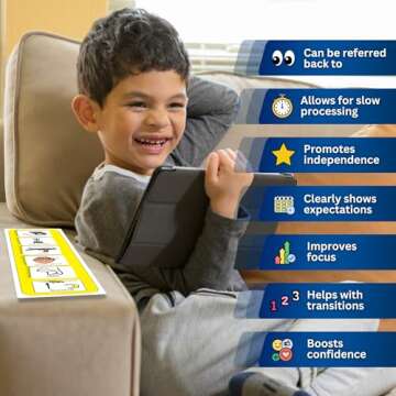 Visual Evening Routine – Premium Durable Plastic - Evening Bedtime Schedule Timetable Cards Compatible with PECs Symbols & Boardmaker PCS (ADHD, ASD, Autism, Kids) (English)