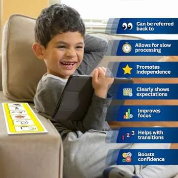 Visual Evening Routine – Premium Durable Plastic - Evening Bedtime Schedule Timetable Cards Compatible with PECs Symbols & Boardmaker PCS (ADHD, ASD, Autism, Kids) (English)