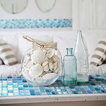 BEAUSTILE Decorative Tile Stickers Peel and Stick Backsplash Fire Retardant Tile Sheet (10pcs) (L, N.Blue)