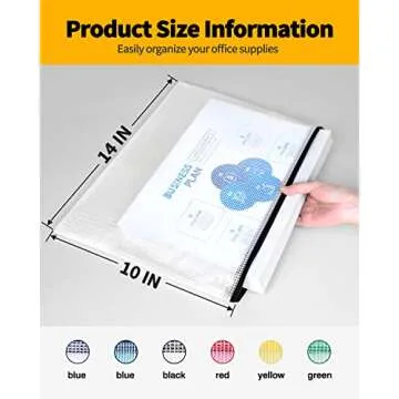 SUNEE Mesh Zipper Pouch 10x14 in (Black, 24 Packs), Extra Large Water-Resistant Zip Bag for School O...