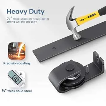 EaseLife 72" Bi-Folding Sliding Barn Door Hardware Track Kit for 4 Closet Door,Top Mount Roller,Heavy Duty,Slide Smoothly Quietly,Easy Install,Black,No Door (Track Length 76" for Four 18" Wide Door)