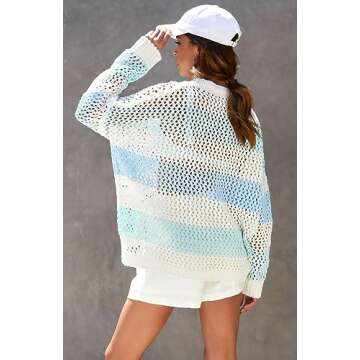 DISCIPBUSH Crochet Sweaters for Women - Long Sleeve Crochet Cover Ups for Swimwear Women, Swim Beach...