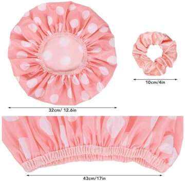 2 Sets Large Shower Caps for Women, Waterproof Shower Cap Double Layers Bath Caps Stocking Stuffers for Women Long Thick Hair