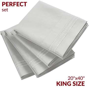 Mellanni Pillow Cases Set - 4 PC Iconic Collection Pillowcases - Hotel Luxury, Extra Soft, Cooling P...