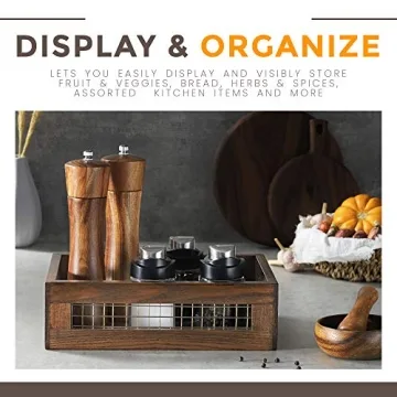 Rustic Wooden Countertop Baskets Set for Kitchen and More