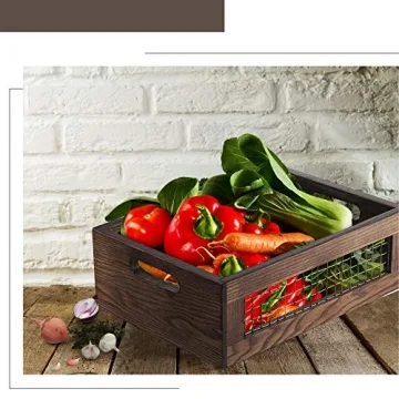 Rustic Wooden Countertop Baskets Set for Kitchen and More