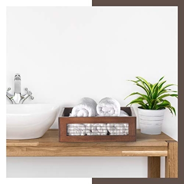 Rustic Wooden Countertop Baskets Set for Kitchen and More