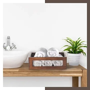 Rustic Wooden Countertop Baskets Set for Kitchen and More