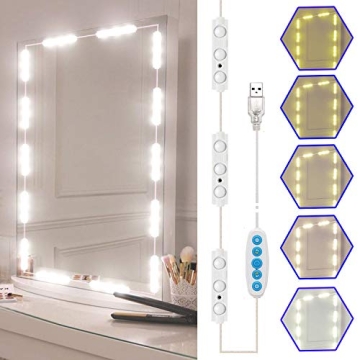 selfila LED Vanity Mirror Lights Kit - 5 Adjustable Color Temperatures, 11ft Strip for Makeup & More