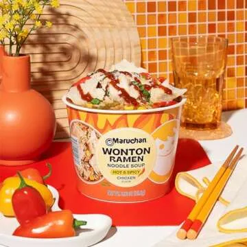 Maruchan Microwavable Wonton Bowl, Hot & Spicy Chicken, 3.93 Oz, 6 Count