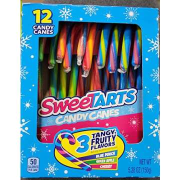 Sweetarts Candy Canes 12ct - Fruity Flavors for the Holidays