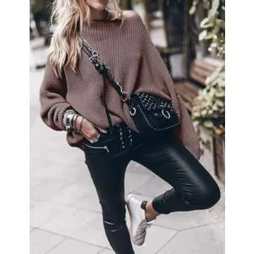 Stylish Oversized Womens Pullover Mock Neck Sweater