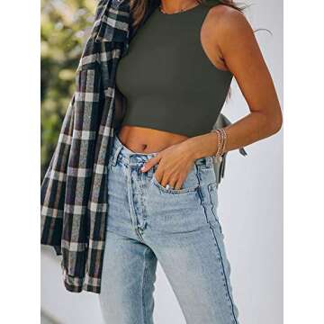 Trendy REORIA High Neck Racerback Crop Top for Women and Teens