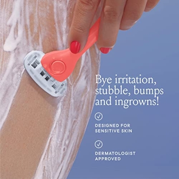 Billie Razors for Women Shave Kit – Women’s Razor + 4 x 5-Blade Razor Refills + Magnetic Holder – Coral