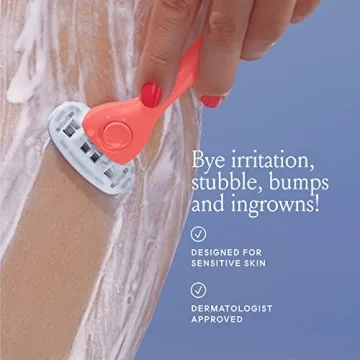 Billie Razors for Women Shave Kit – Women’s Razor + 4 x 5-Blade Razor Refills + Magnetic Holder – Coral