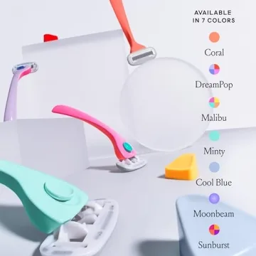 Billie Razors for Women Shave Kit – Women’s Razor + 4 x 5-Blade Razor Refills + Magnetic Holder – Coral