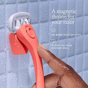 Billie Razors for Women Shave Kit – Women’s Razor + 4 x 5-Blade Razor Refills + Magnetic Holder – Coral