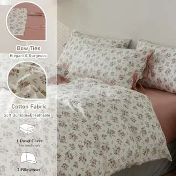 Pink Floral Duvet Cover Set Twin - Elegant Country Bedding