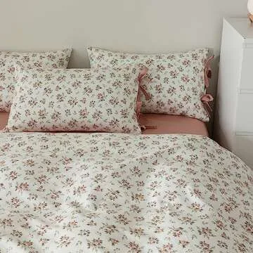 Pink Floral Duvet Cover Set Twin - Elegant Country Bedding