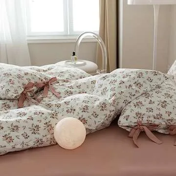 Pink Floral Duvet Cover Set Twin - Elegant Country Bedding