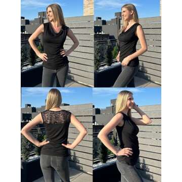 Zeagoo Womens Ruched Cowl Neck Tank Tops - Elegant Style