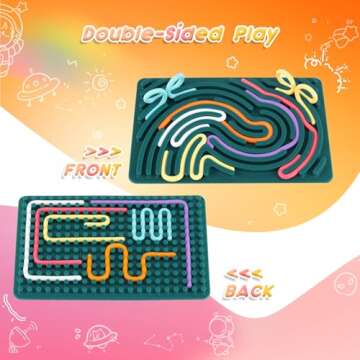 Sensory Activity Board, Silicone Fidget Toy for Stress Relief, Calming, Focus, ADHD and Autism, 6 Co...