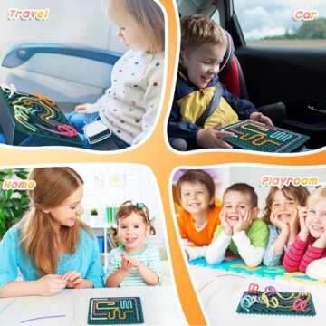 Sensory Activity Board, Silicone Fidget Toy for Stress Relief, Calming, Focus, ADHD and Autism, 6 Colors Sensory Toys Game Controller for Kids 2+ & Adults with 20 Strings