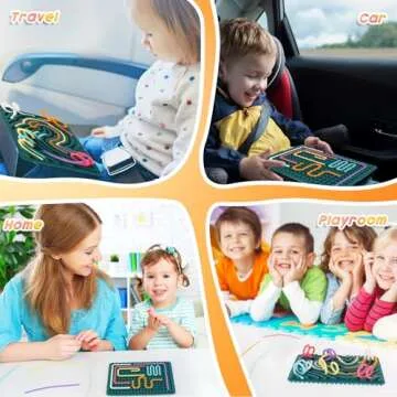 Sensory Activity Board, Silicone Fidget Toy for Stress Relief, Calming, Focus, ADHD and Autism, 6 Colors Sensory Toys Game Controller for Kids 2+ & Adults with 20 Strings