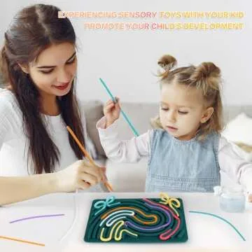 Sensory Activity Board, Silicone Fidget Toy for Stress Relief, Calming, Focus, ADHD and Autism, 6 Colors Sensory Toys Game Controller for Kids 2+ & Adults with 20 Strings