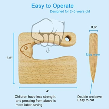 LUOLAO Wooden Kids Knife, Safe for Toddlers Cooking