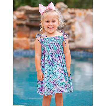 Vieille Toddler Girls Playwear Dresses Summer Halter Beach Sundresses 3T Casual Backless Mermaid Bir...
