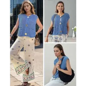 Wyeysyt Women's Sweater Vest Casual Knit Cardigan