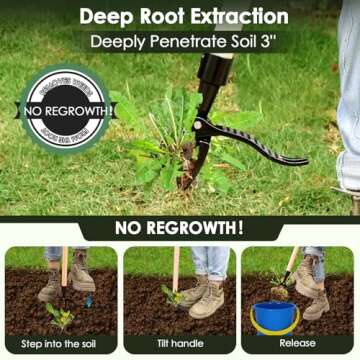 zonmtreo Detachable Stand Up Weed Puller Tool - Long Handle, Heavy Duty
