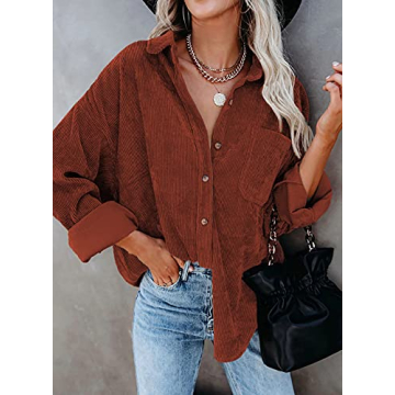 Stylish Dokotoo Women’s Fall Corduroy Button Down Shirt
