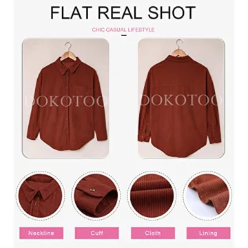 Stylish Dokotoo Women’s Fall Corduroy Button Down Shirt