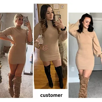 Buy the EXLURA Women's Cozy Mock Neck Sweater Dress