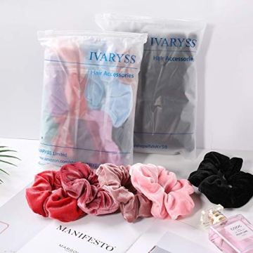 IVARYSS 12 Pcs Velvet Scrunchies for Women and Girls