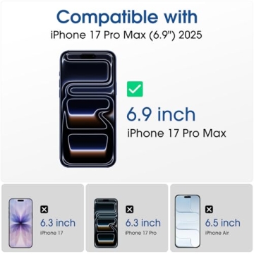 amFilm OneTouch Screen Protector for iPhone 17 Pro Max 6.9'' + Camera Lens Protector | Auto-Alignmen...