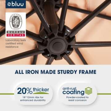 BLUU BANYAN 10ft Patio Umbrella - Perfect for Outdoor Elegance