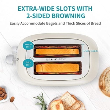 Ultrean 2-Slice Toaster with Extra-Wide Slots & 6 Settings
