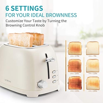 Ultrean 2-Slice Toaster with Extra-Wide Slots & 6 Settings